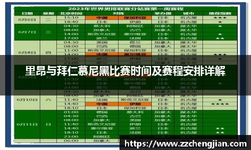 里昂与拜仁慕尼黑比赛时间及赛程安排详解